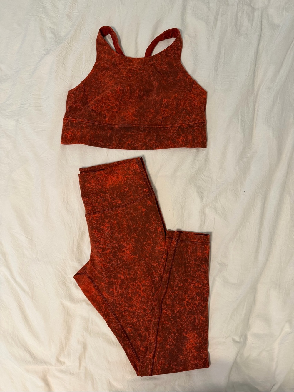 lululemon athletica Red Marble Sports Bra & Leggings Set